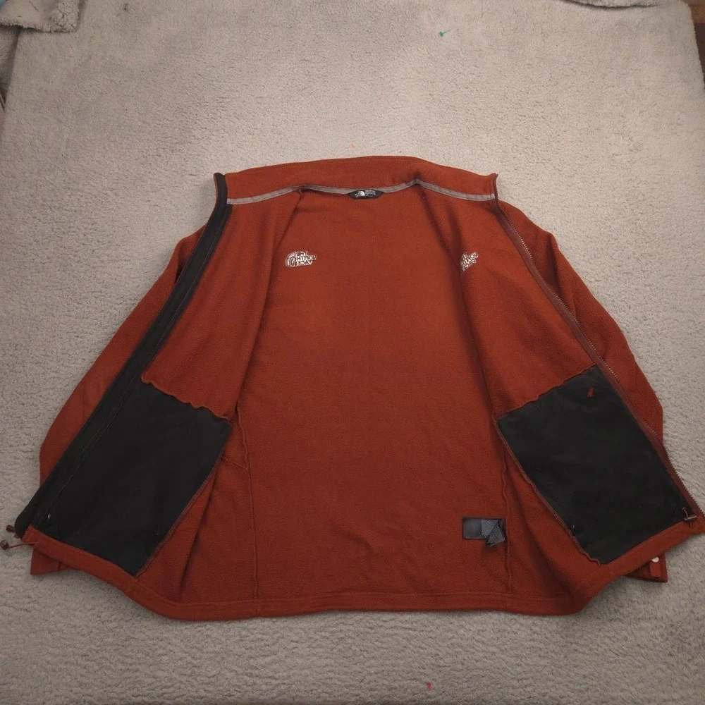The North Face Fleece Jacket Mens L Rust Brown Full Zip Outdoor Hiking